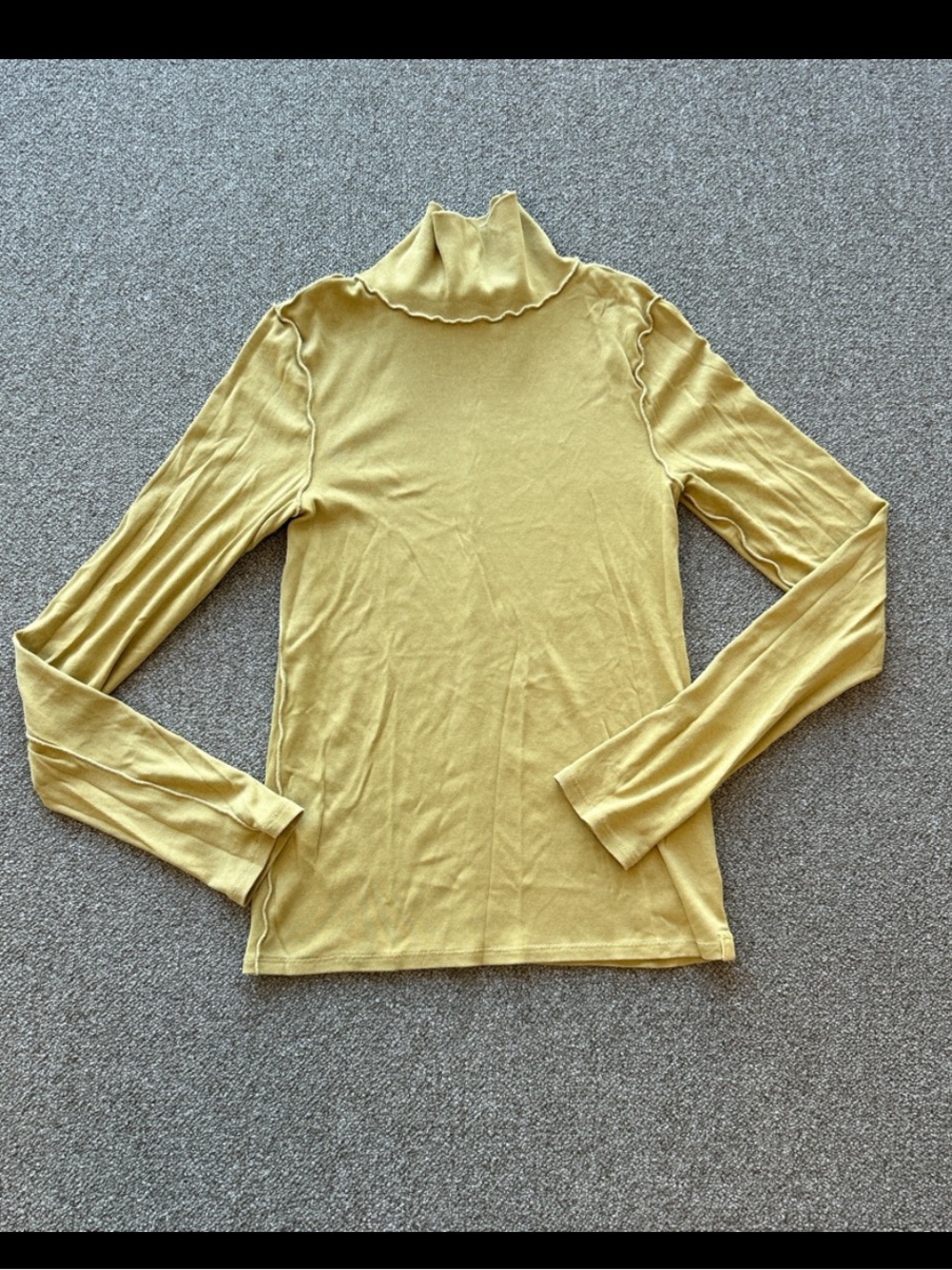 Free People Yellow Ruffle Mock Neck Long Sleeve Top